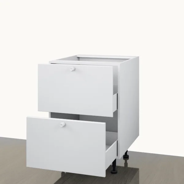 Floor 600mm — 2 Pot Drawer — doors open.