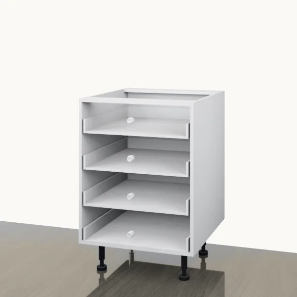 Floor 600mm — 4 Drawer — carcass with the door removed.