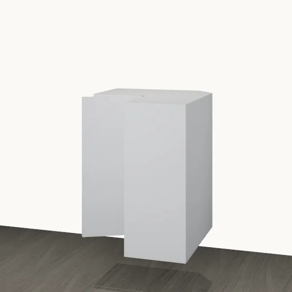Wall 600mm — Corner — doors open.